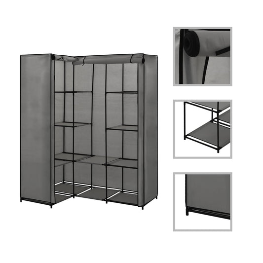 Corner wardrobe, grey, 130 x 87 x 169 cm