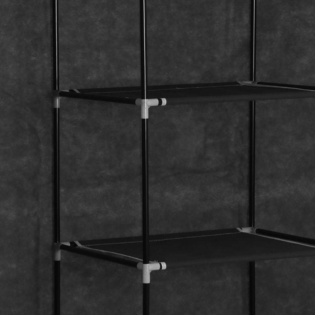 Wardrobe with bars and compartments, black, 150x45x175 cm