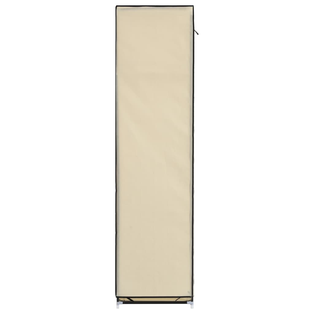 Wardrobe with compartments and rails, cream, 150x45x175 cm, textile