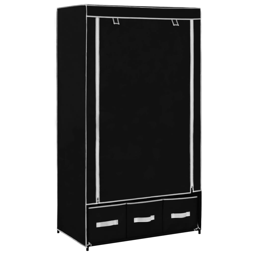 Wardrobe, black, 87 x 49 x 159 cm, textile