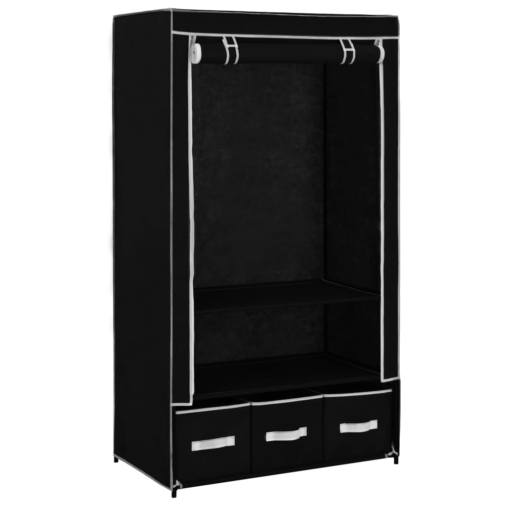 Wardrobe, black, 87 x 49 x 159 cm, textile