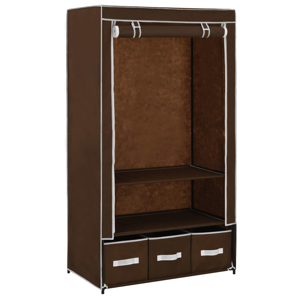 Wardrobe, brown, 87 x 49 x 159 cm, textile