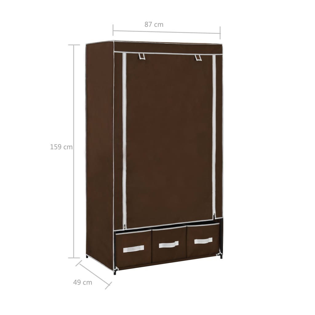 Wardrobe, brown, 87 x 49 x 159 cm, textile