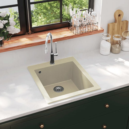 Granite kitchen sink, beige, one basin