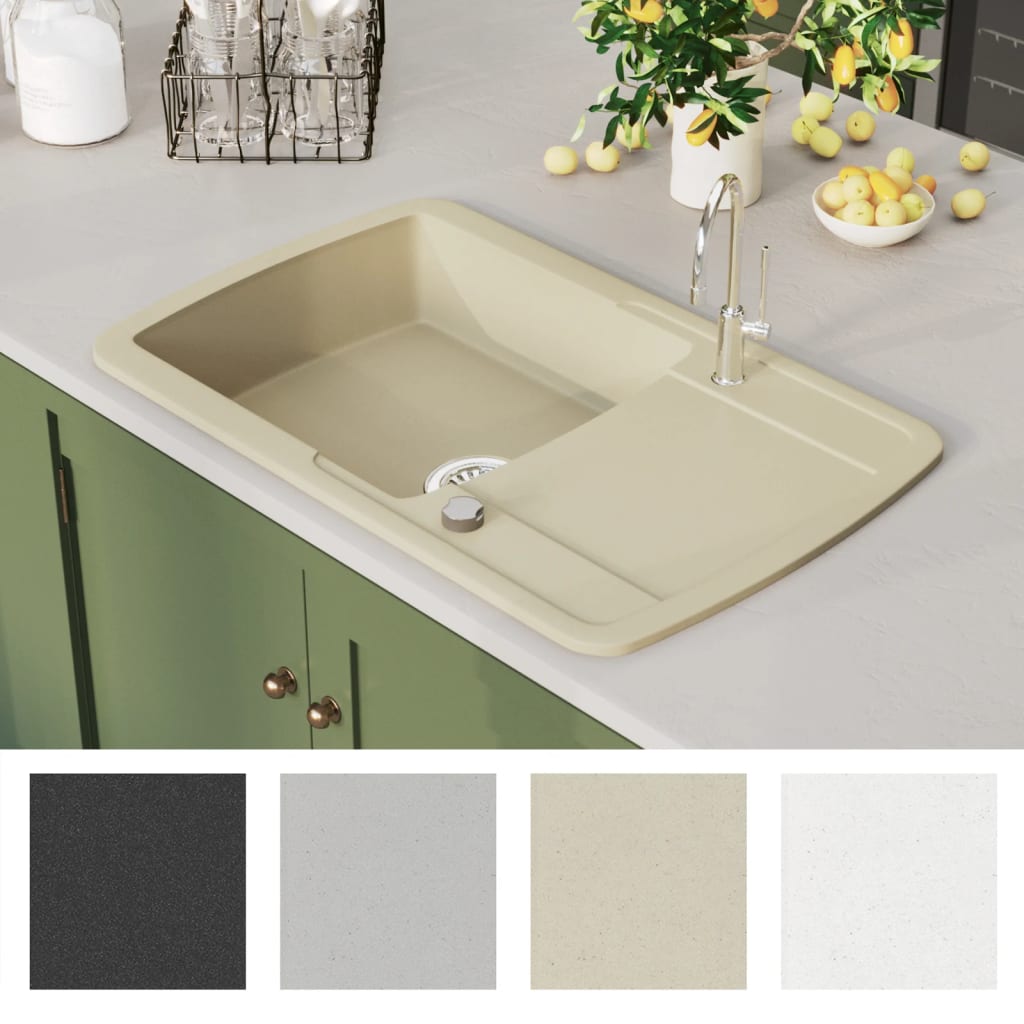 Granite kitchen sink, beige, one basin