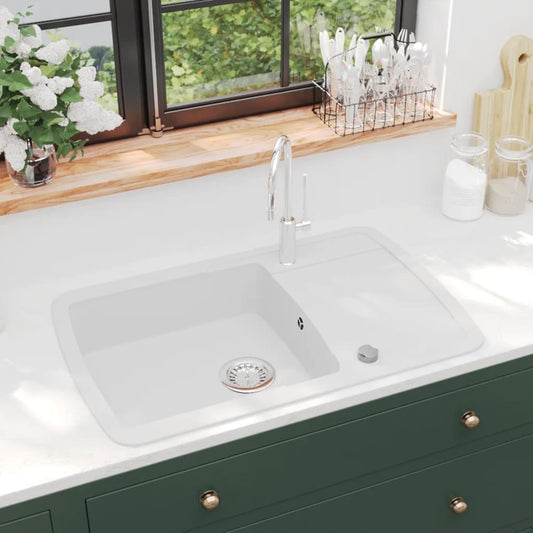 Granite kitchen sink, white, one basin