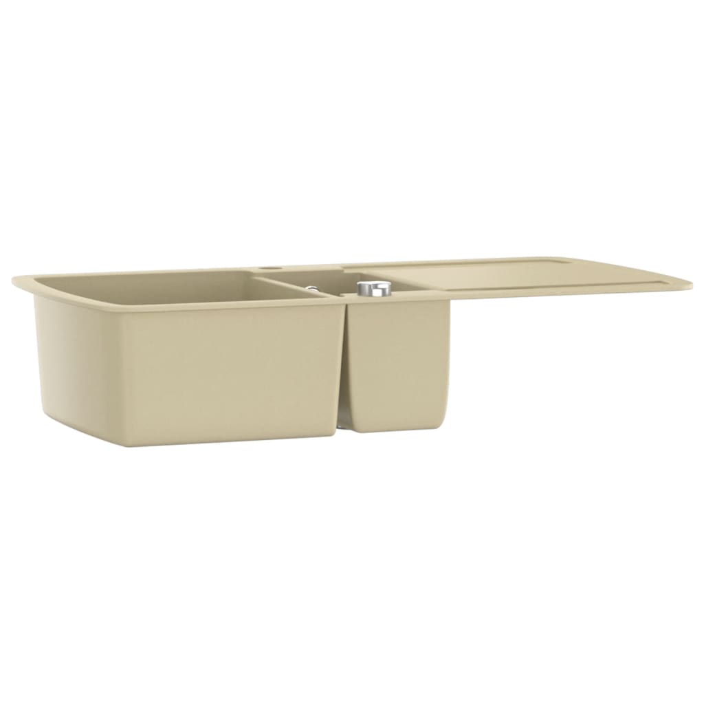 Granite kitchen sink, beige, two basins