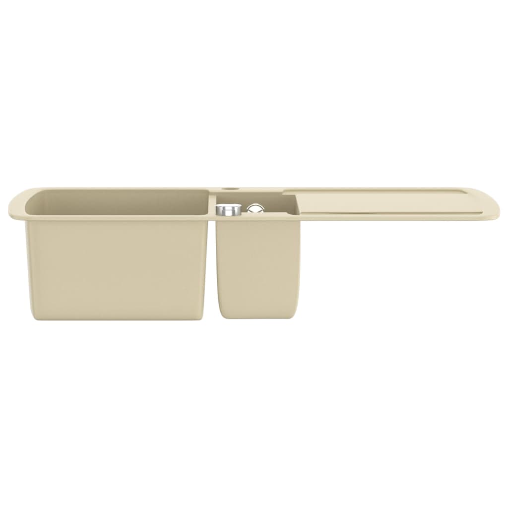 Granite kitchen sink, beige, two basins