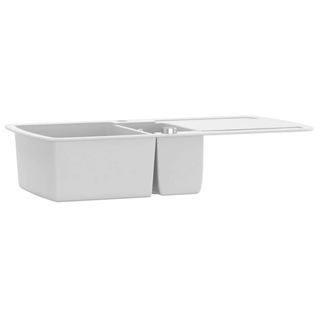 Granite kitchen sink, white, two basins