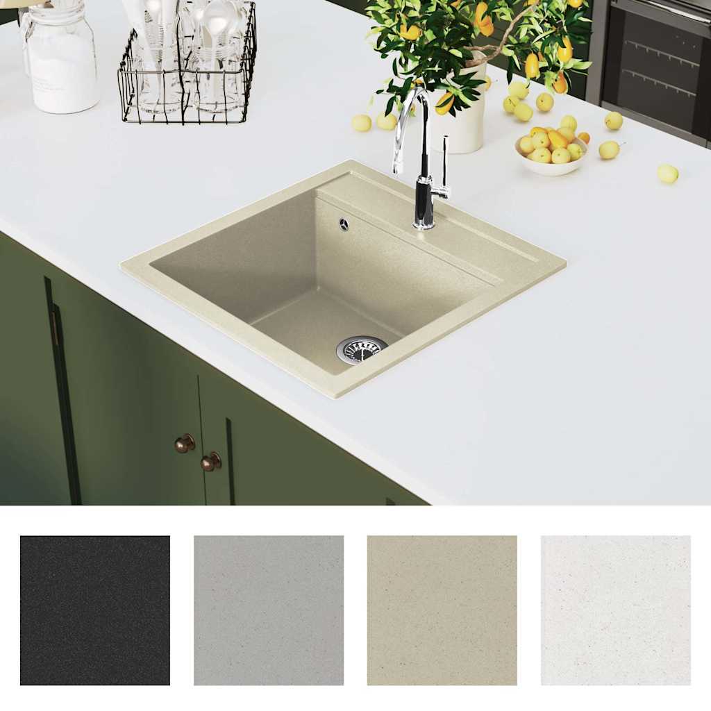 Granite kitchen sink, beige, one basin