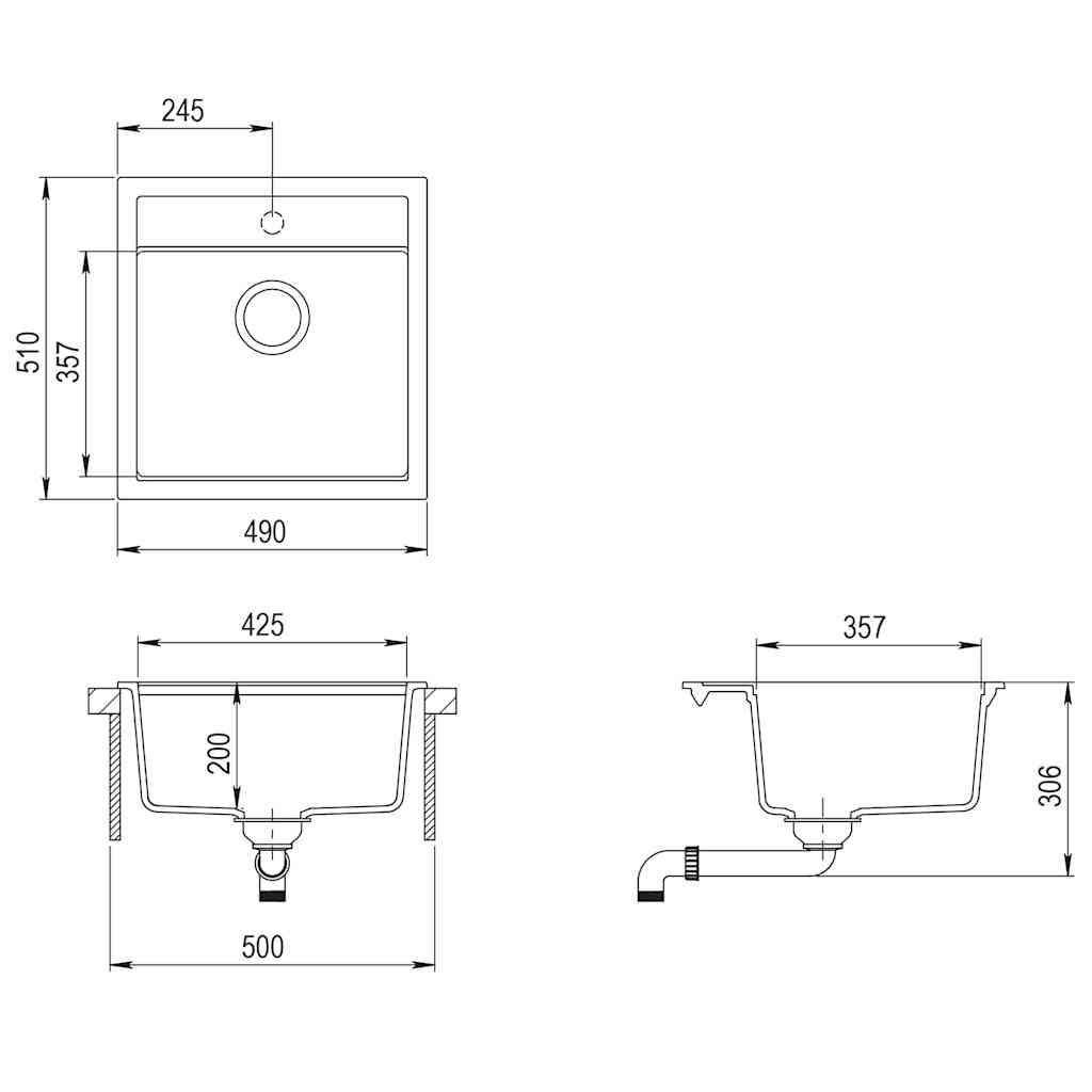 Granite kitchen sink, beige, one basin