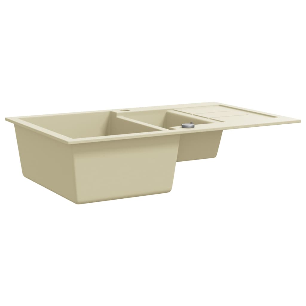 Granite kitchen sink, beige, two basins