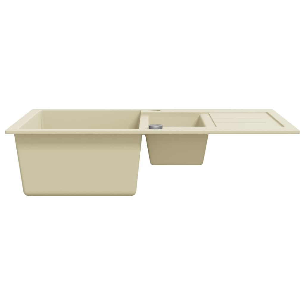 Granite kitchen sink, beige, two basins