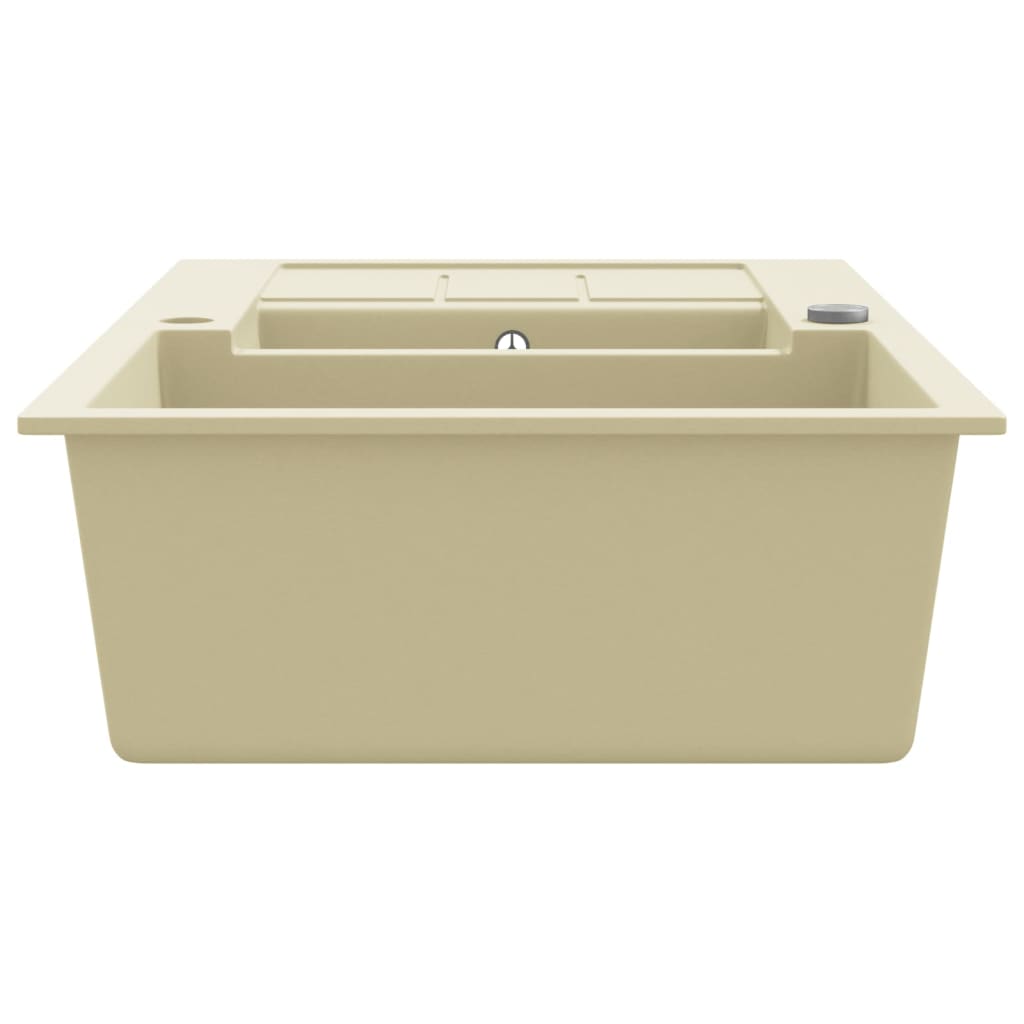 Granite kitchen sink, beige, two basins