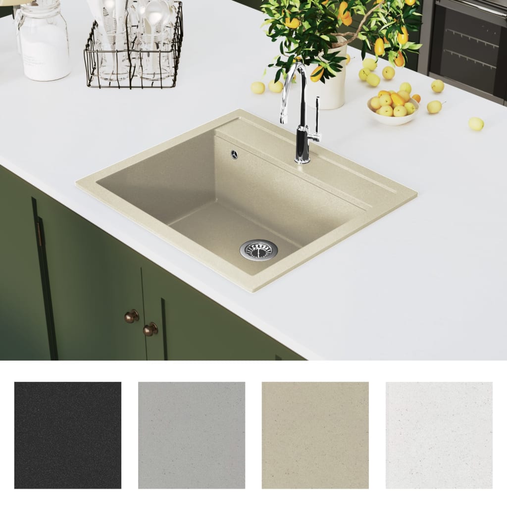 Granite kitchen sink, beige, single basin