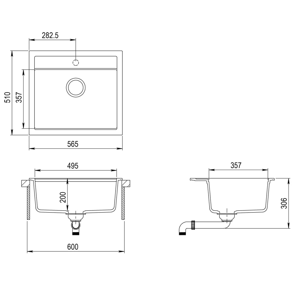 Granite kitchen sink, beige, single basin