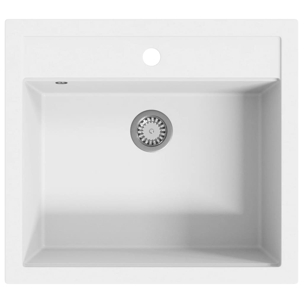 Granite kitchen sink, white, single basin