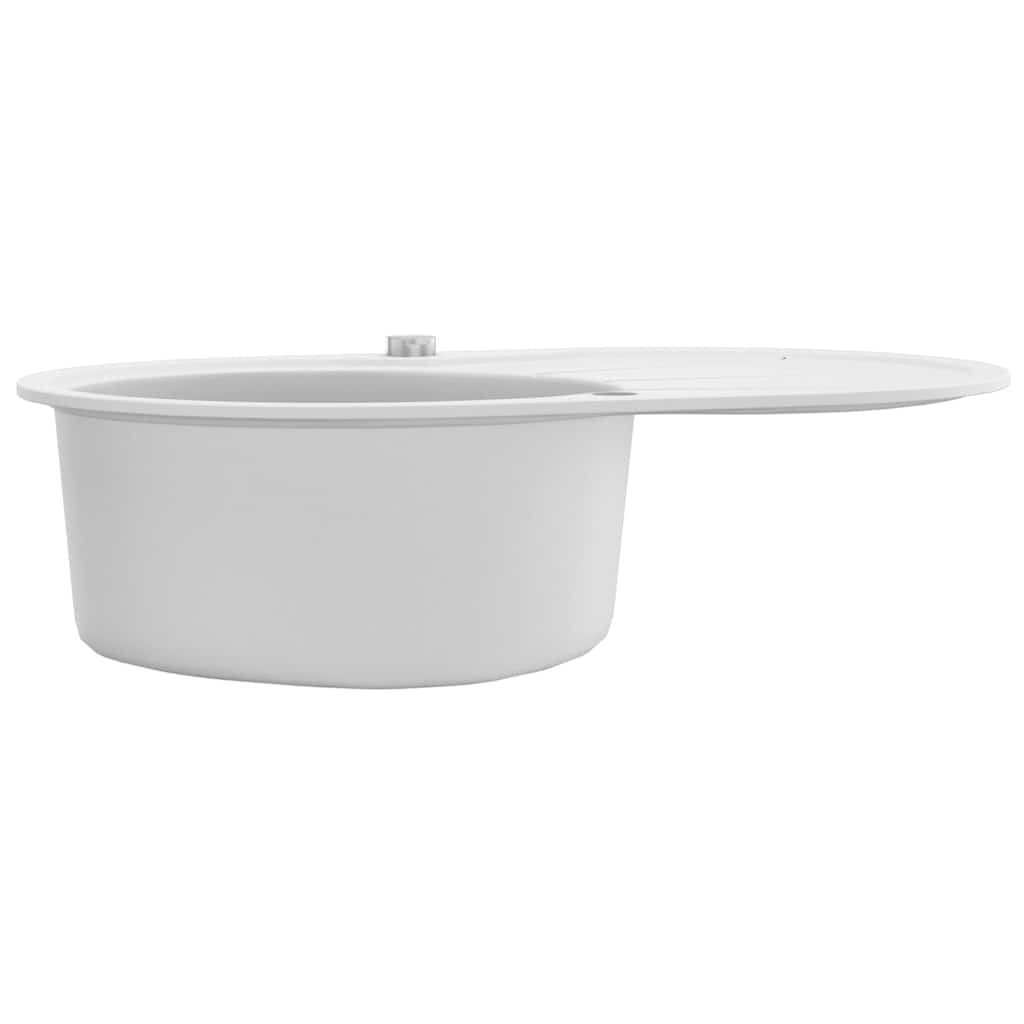 Granite kitchen sink, white, single bowl, oval