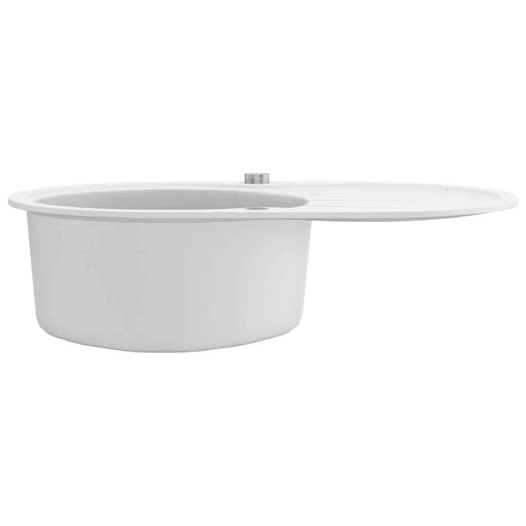 Granite kitchen sink, white, single bowl, oval