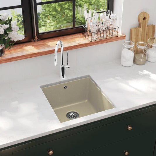 Granite kitchen sink, beige, one basin