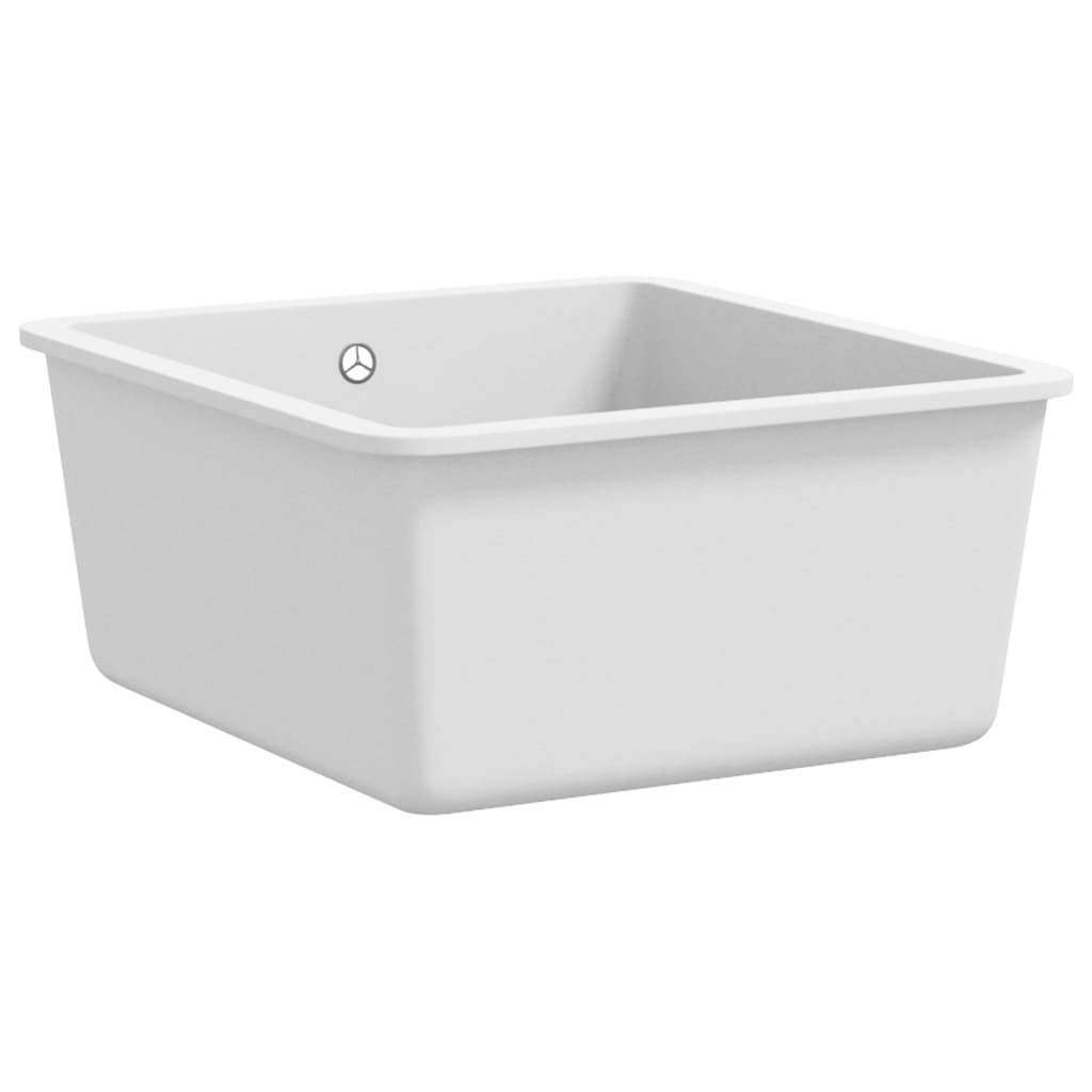 Granite kitchen sink, white, single basin