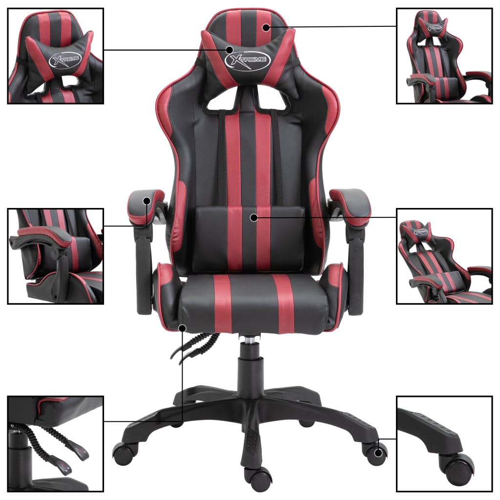 Gaming chair, wine red, eco-leather