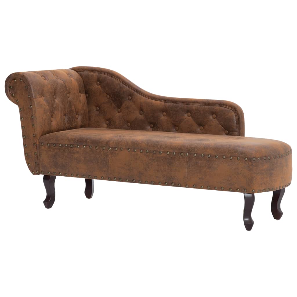 Chaise longue, brown, imitation suede