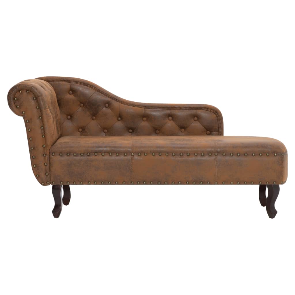 Chaise longue, brown, imitation suede