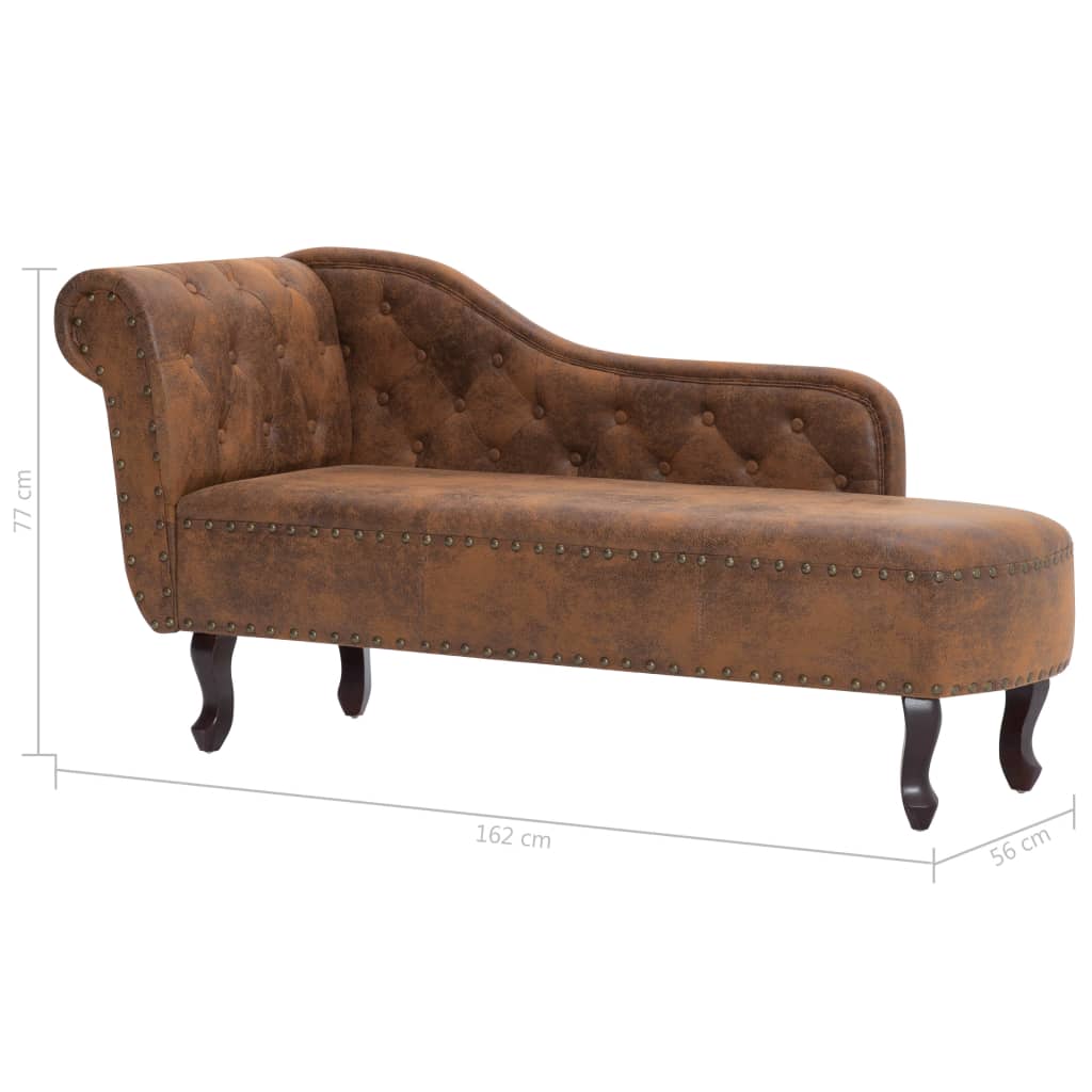 Chaise longue, brown, imitation suede