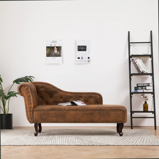 Chaise longue, brown, imitation suede