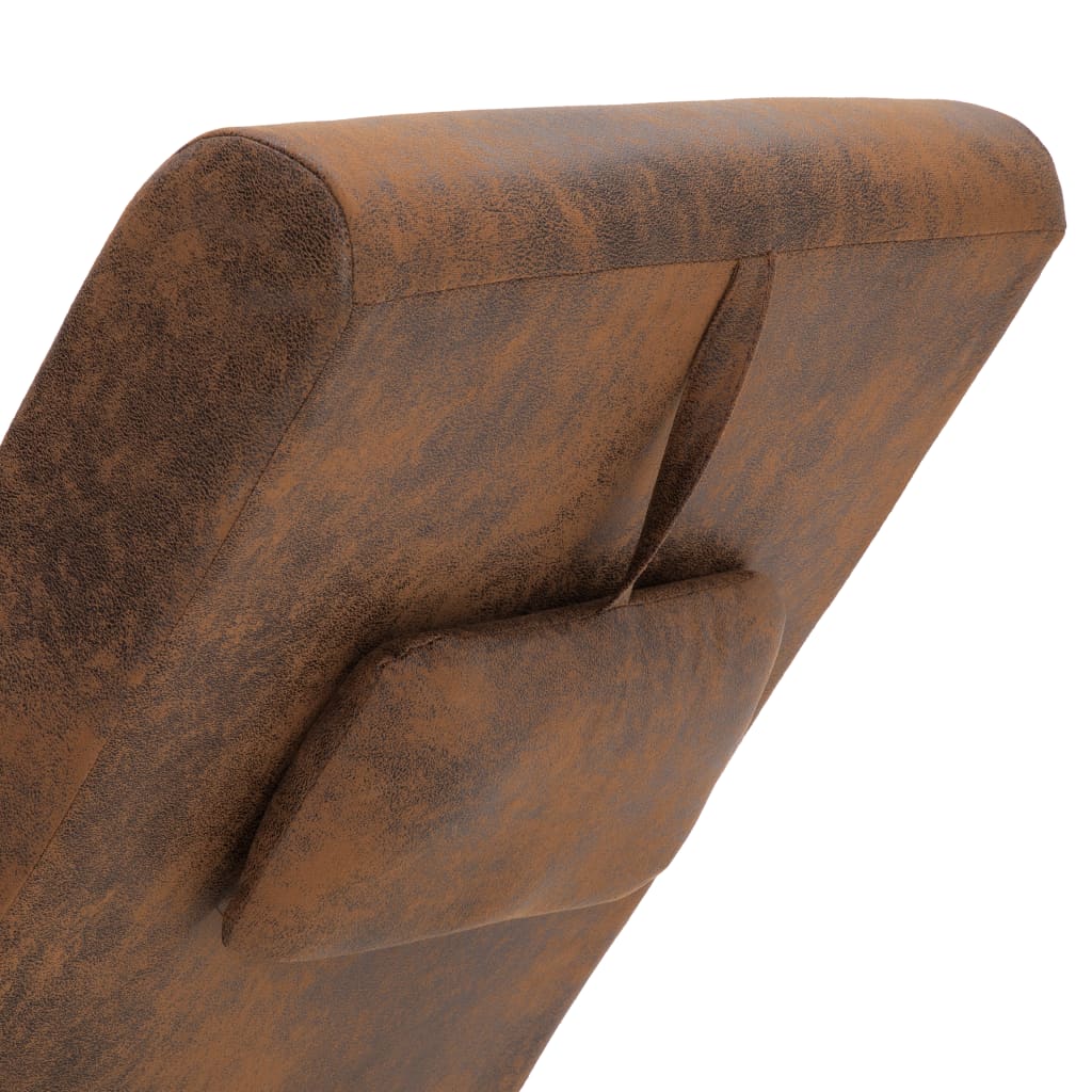 Chaise longue with cushion, brown, artificial suede