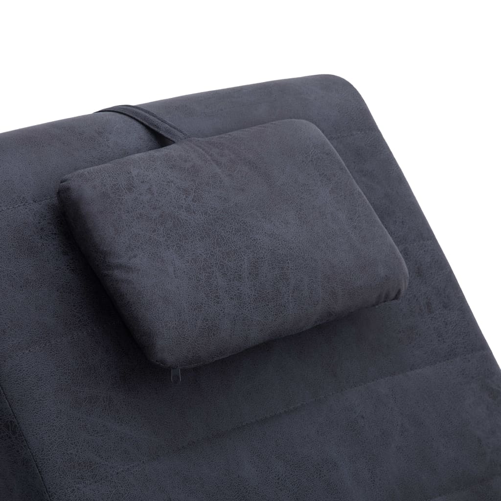 Chaise longue with cushion, grey, artificial suede