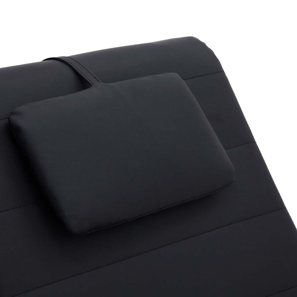 Massage lounger with cushion, black, artificial leather