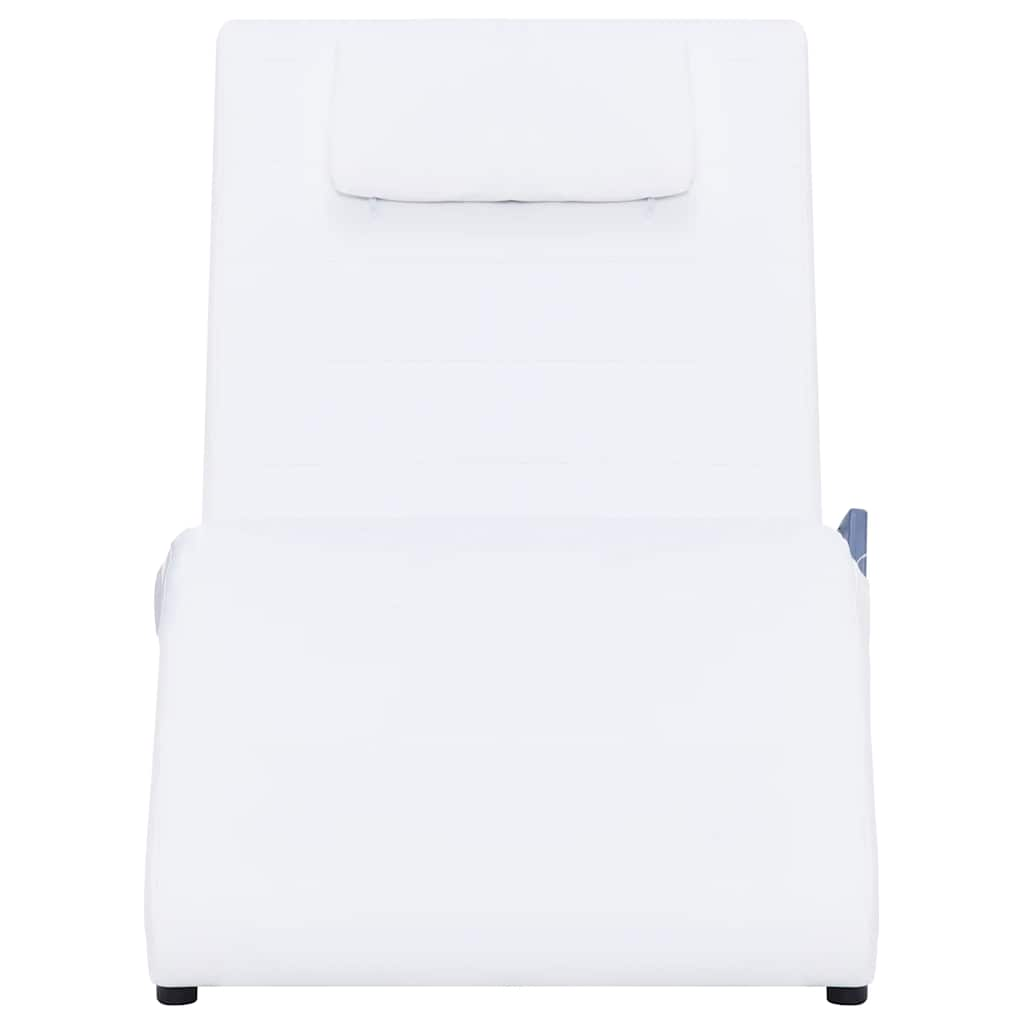 Massage lounger with cushion, white, artificial leather