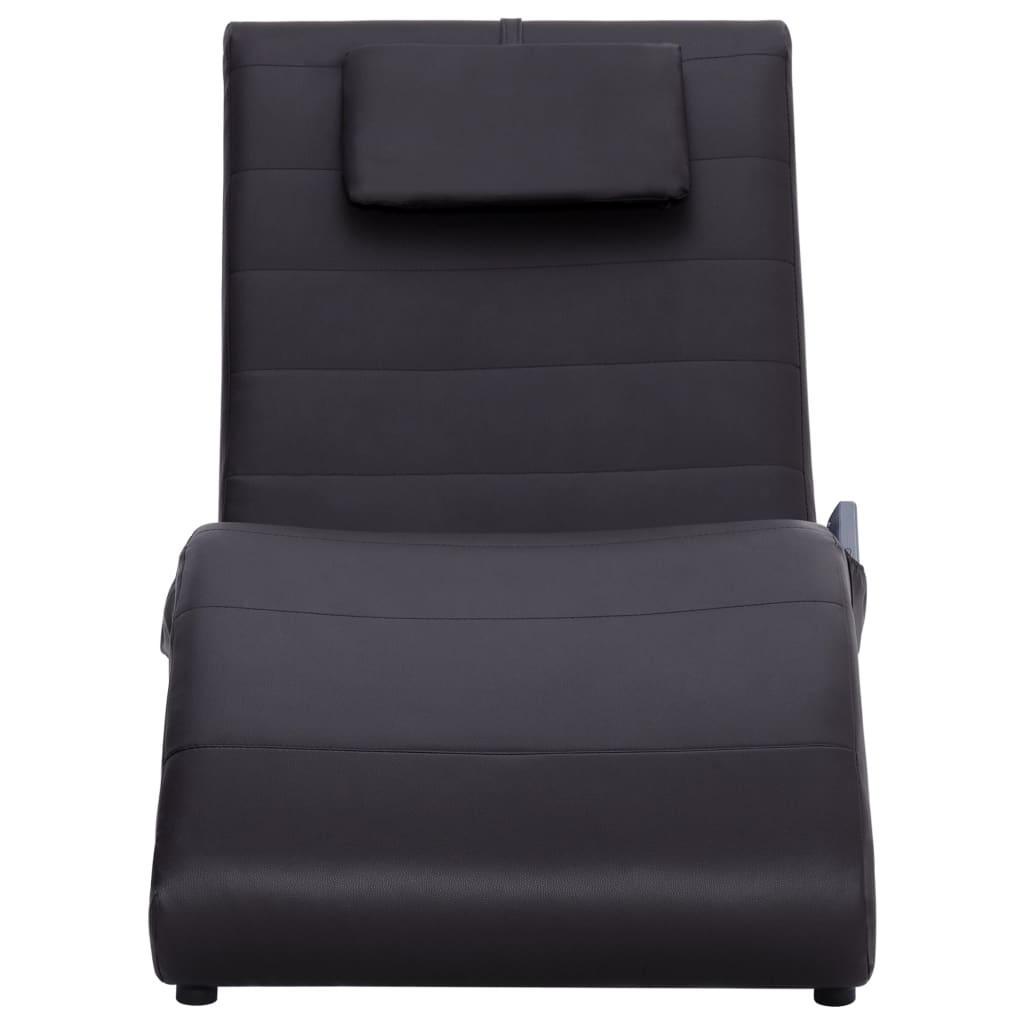 Massage lounger with cushion, brown, artificial leather