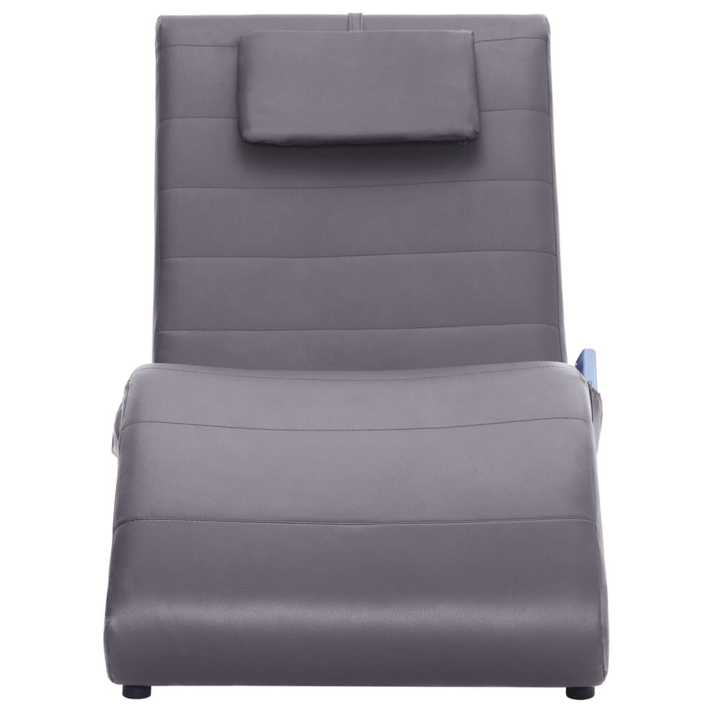 Massage lounger with cushion, grey, artificial leather