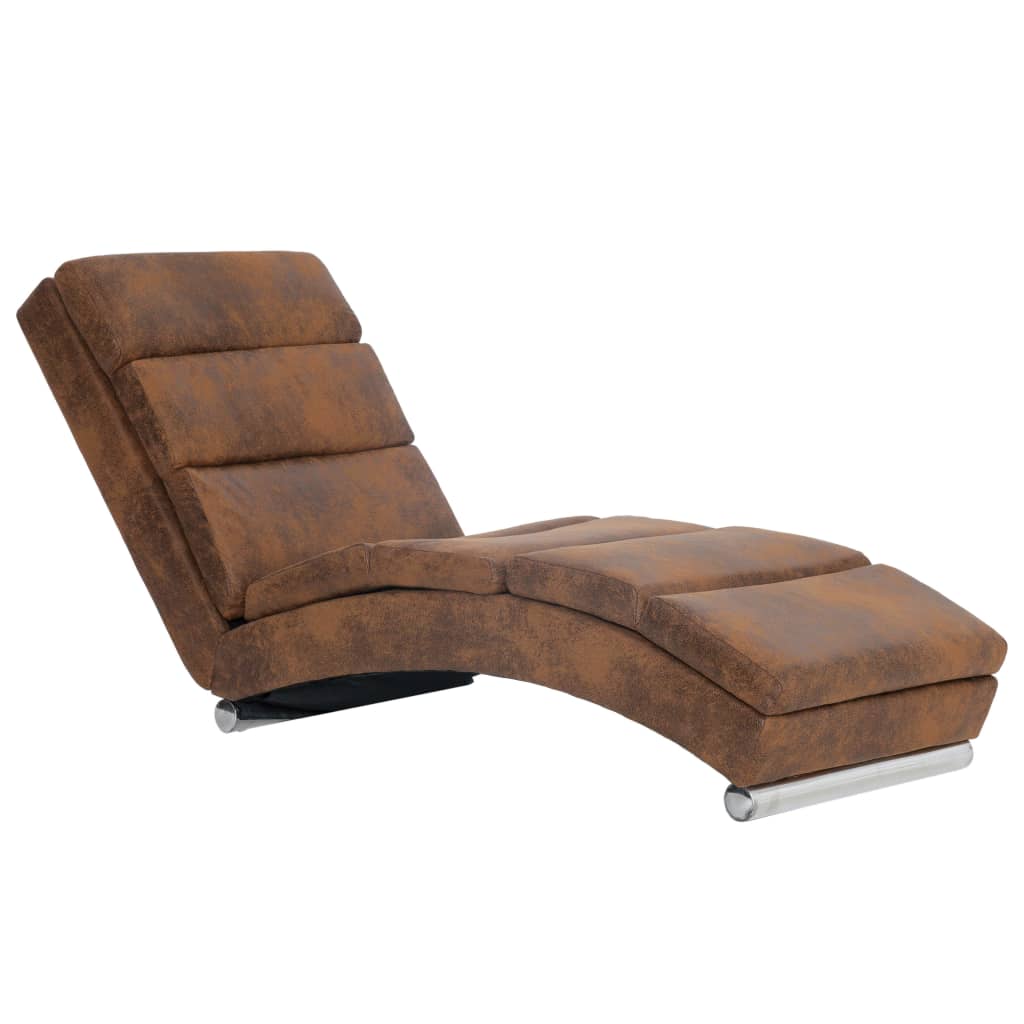 Chaise longue, brown, artificial suede