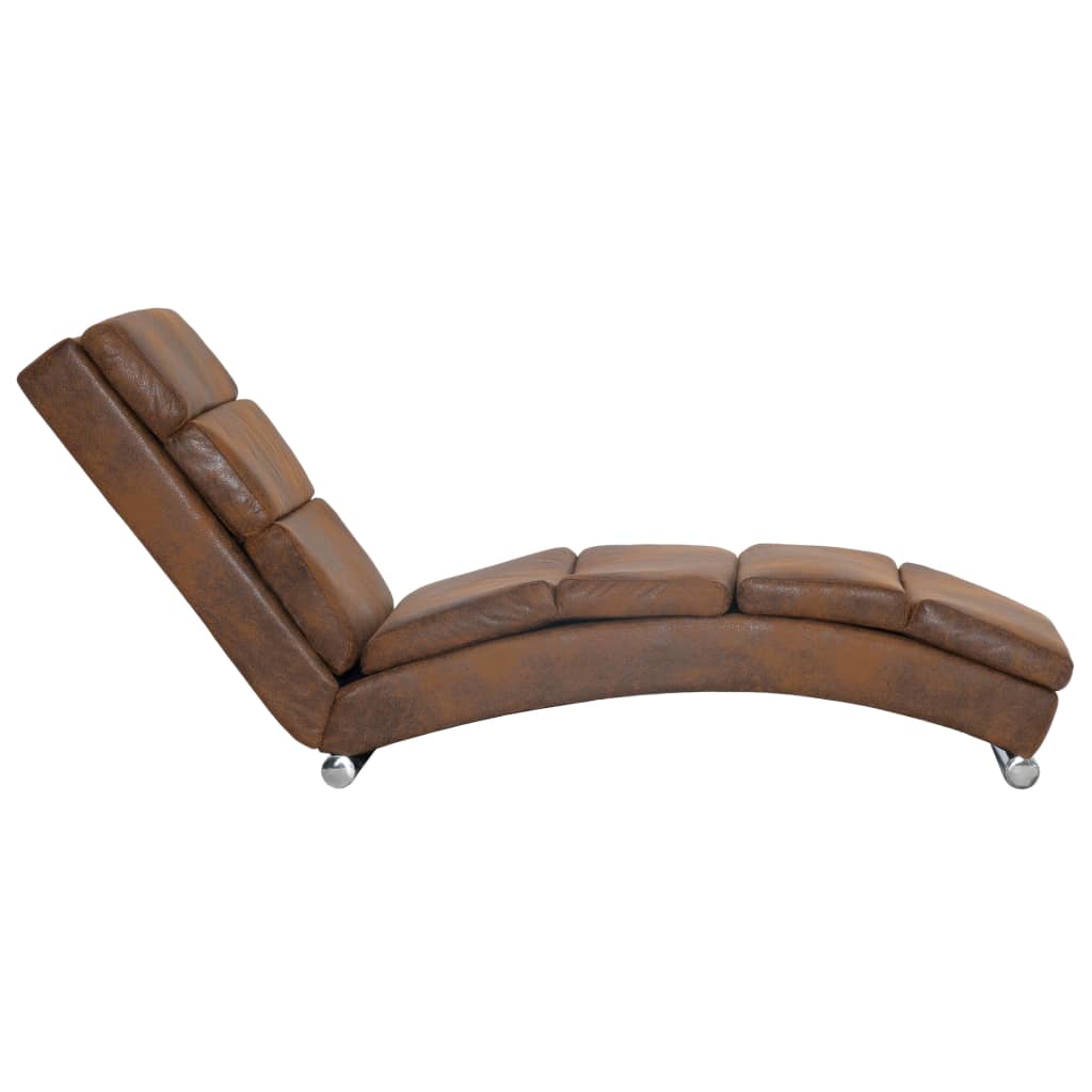 Chaise longue, brown, artificial suede