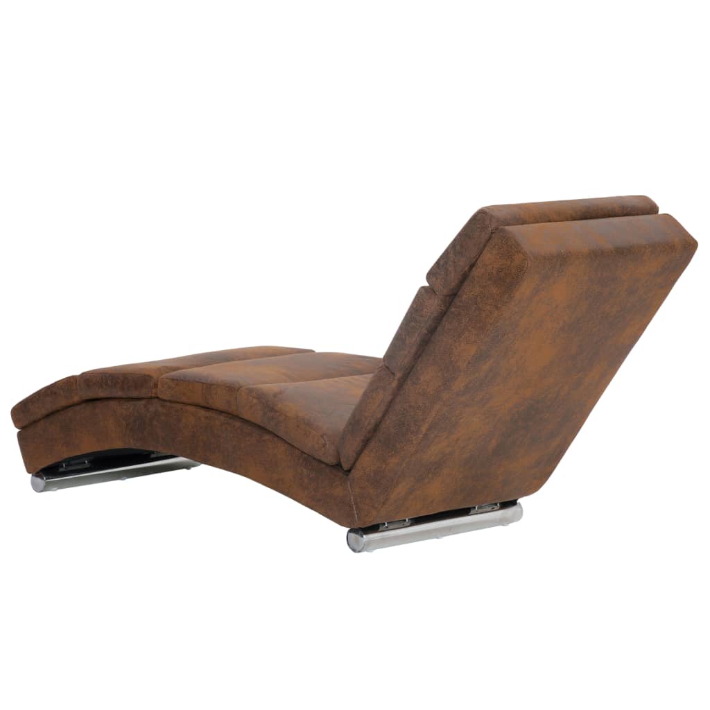 Chaise longue, brown, artificial suede