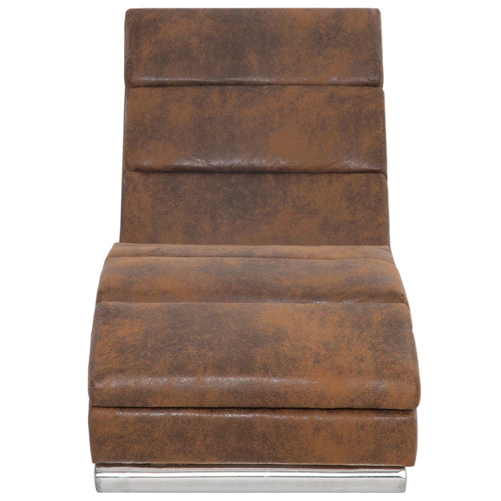 Chaise longue, brown, artificial suede