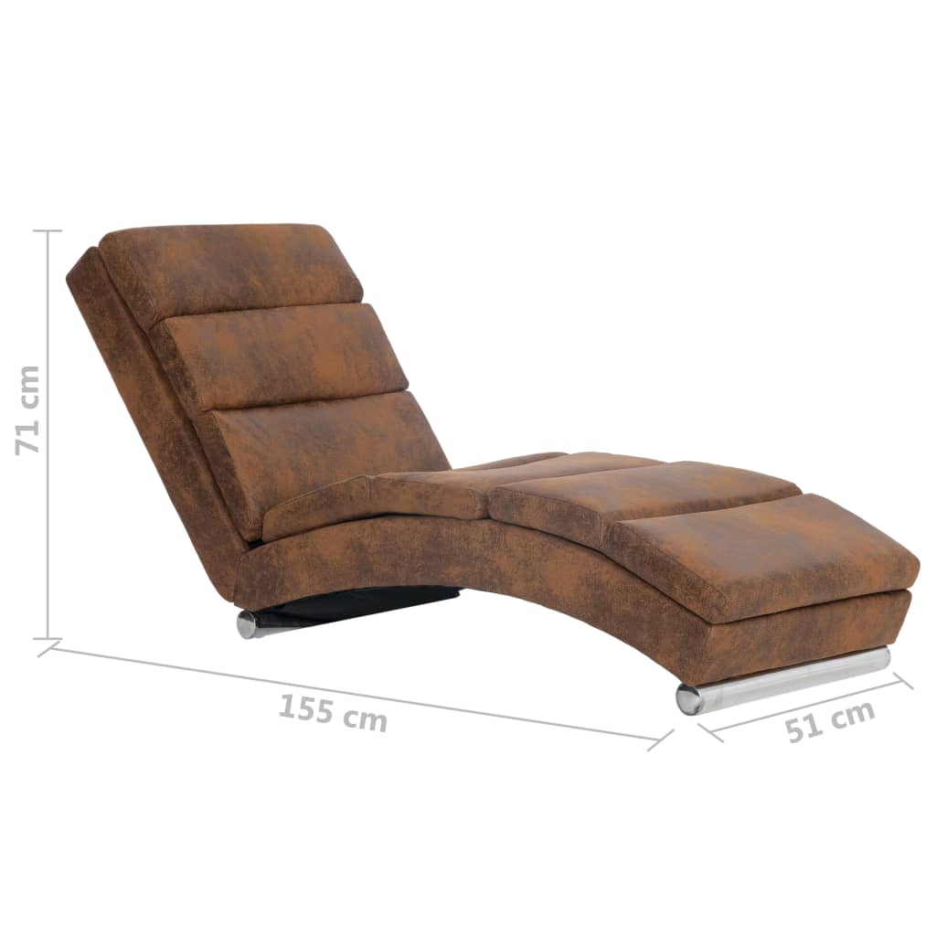 Chaise longue, brown, artificial suede