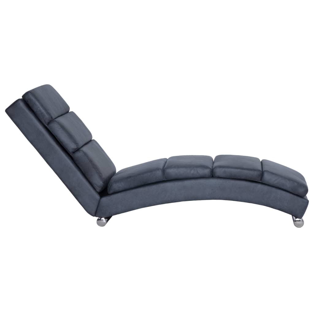 Chaise longue, grey, artificial suede