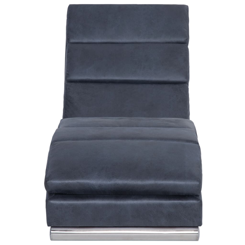 Chaise longue, grey, artificial suede