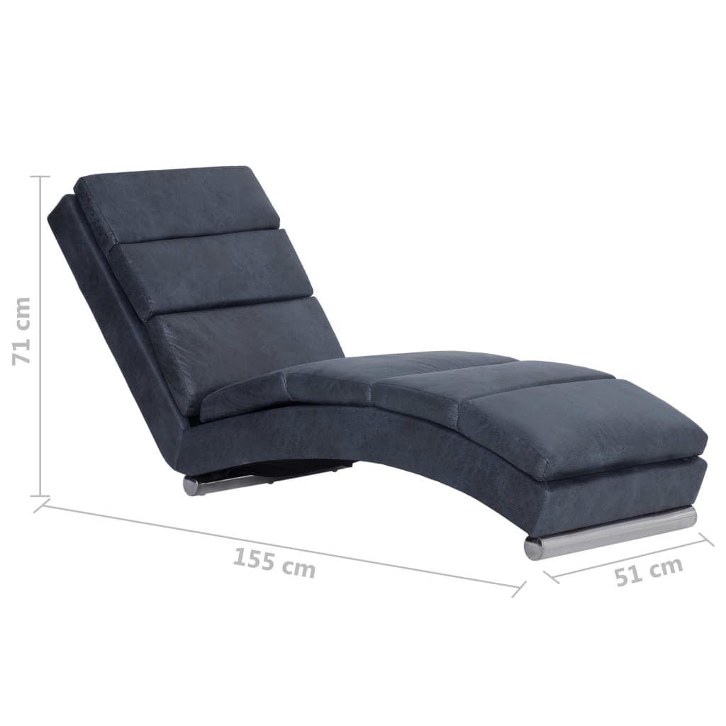 Chaise longue, grey, artificial suede