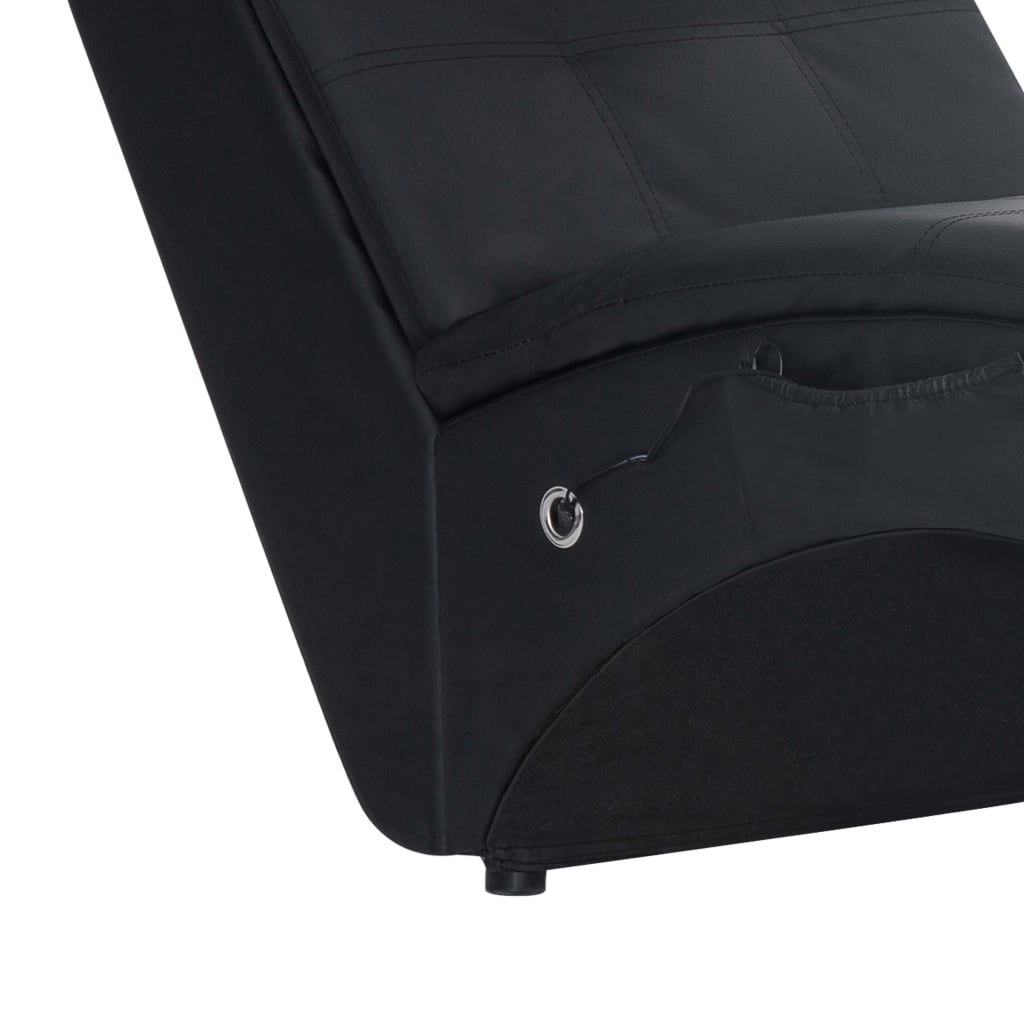 Massage lounger with cushion, black, artificial leather