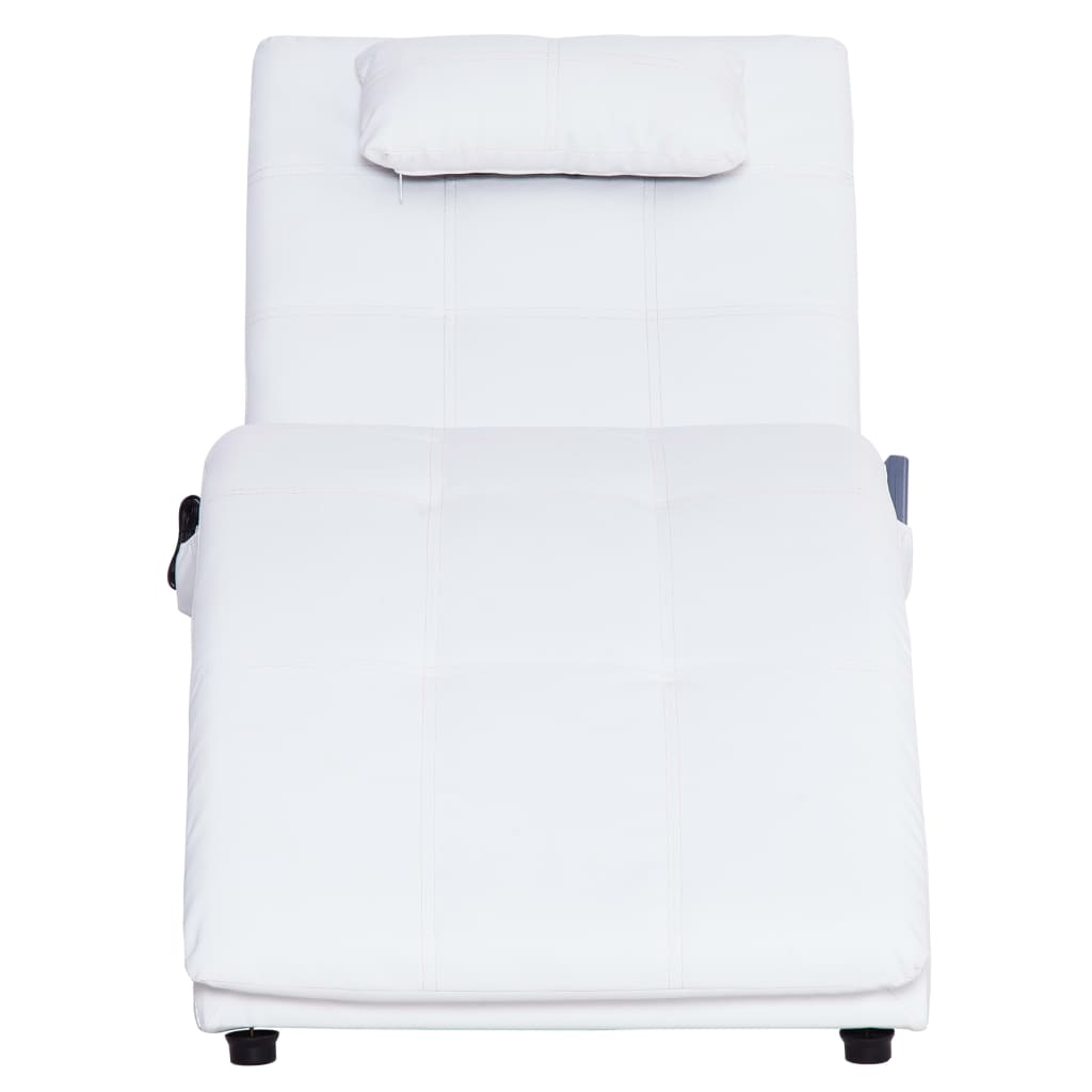 Massage lounger with cushion, white, artificial leather