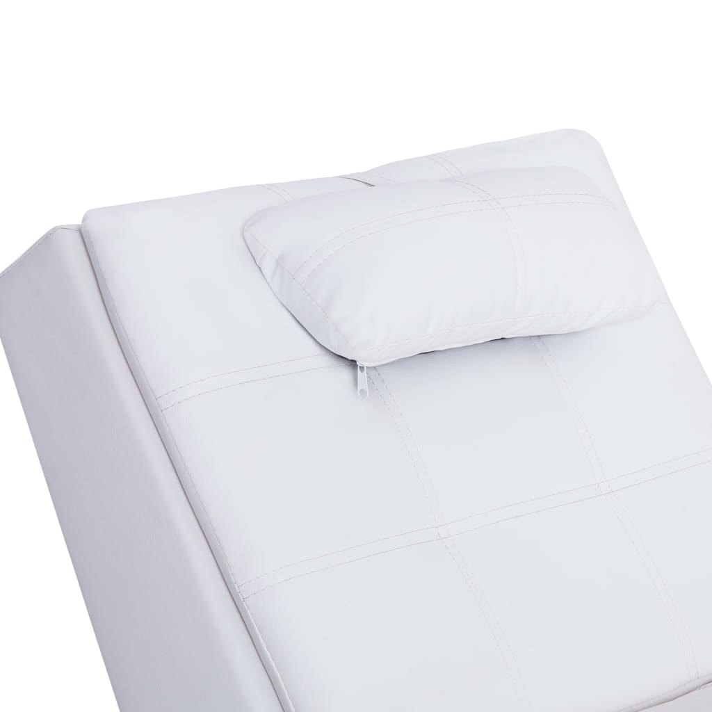 Massage lounger with cushion, white, artificial leather