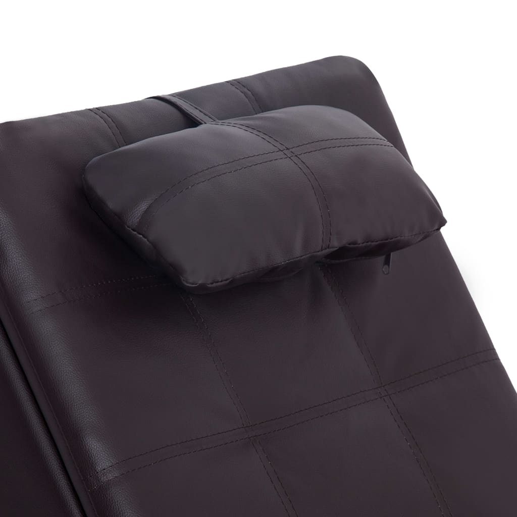 Massage lounger with cushion, brown, artificial leather