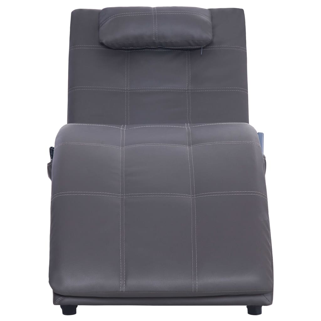 Massage lounger with cushion, grey, artificial leather