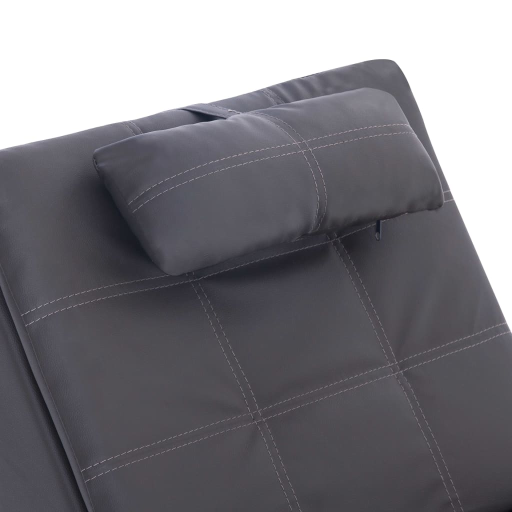 Massage lounger with cushion, grey, artificial leather